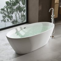 Freistehende Design-Badewanne Vicenza599 150x79x56cm Oval Weiß Acryl-Standbadewanne mit Ablaufgarnitur DIN-Anschlüssen - Doporro von DOPORRO