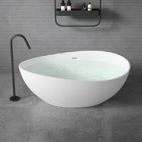 Freistehende Design-Badewanne Vicenza911 160x95x60cm mit Überlauf aus Mineralguss in Weiß matt, 284Liter - Vicenza911 - Doporro von DOPORRO