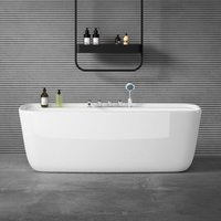 Freistehende Design-Badewanne rechteckig Vicenza612 170x80x58cm inkl. Ablaufgarnitur und Überlauf aus Acryl in Weiß und DIN-Anschlüssen - Doporro von DOPORRO