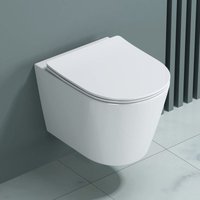 Doporro - Hänge-WC Weiß Wand-WC Toilette mit Absenkautomatik Spülrandloses aus Keramik Hänge-Toilette Aachen108-kurz Doporro - Hänge-WC Weiß Wand-WC Toilette mit Absenkautomatik Spülrandloses aus Keramik Hänge-Toilette Aachen108-kurz von DOPORRO