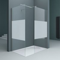 Luxus Duschwand Duschabtrennung Bremen1MS 100x80 Walk-In Dusche aus 2 festen Glaselementen mit Stabilisator aus Echtglas 8mm ESG-Sicherheitsglas Luxus Duschwand Duschabtrennung Bremen1MS 100x80 Walk-In Dusche aus 2 festen Glaselementen mit Stabilisator aus Echtglas 8mm ESG-Sicherheitsglas von DOPORRO