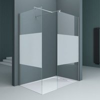 Sogood Luxus Duschwand Duschabtrennung Bremen1MS 100x200 Walk-In Dusche aus 2 festen Glaselementen mit Stabilisator aus Echtglas 8mm von DOPORRO