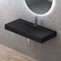 Waschbecken Aufsatzwaschbecken Hängewaschbecken bth: 100x48x10cm Matt Schwarz Mineralguss Waschtisch Waschplatz Colossum810 - Doporro von DOPORRO