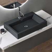 doporro® Design Aufsatzwaschbecken Hängewaschbecken Waschbecken Matt Anthrazit BTH 60x42x10 cm Colossum06 aus Mineralguss Waschtisch von DOPORRO