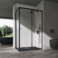 doporro® Duschkabine Schiebetür Duschabtrennung 80x140cm Eckeinstieg Klarglas Eckdusche ESG Glas Höhe 190cm schwarz Ravenna16L K - Schwarz, ohne von DOPORRO