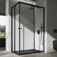 doporro® Duschkabine mit Schiebetür Duschabtrennung Klarglas 80x120cm Eckeinstieg Eckdusche 6mm ESG Glas Höhe 190cm Ravenna16K plus schwarz - Klarglas von DOPORRO