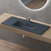 Sogood - doporro Waschbecken Einbauwaschbecken mineralguss 100x48x14 cm anthrazit matt Einbauwaschtisch mit Überlauf Waschtisch Handwaschbecken Col02 Sogood - doporro Waschbecken Einbauwaschbecken mineralguss 100x48x14 cm anthrazit matt Einbauwaschtisch mit Überlauf Waschtisch Handwaschbecken Col02 von SOGOOD
