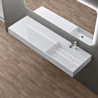 Doporro - Waschbecken Waschtisch 150x48x13 cm mit verstecktem Ablauf in weiß aus Mineralguss als Aufsatzwaschbecken und Hängewaschbecken geeignet von DOPORRO
