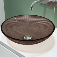 doporro Aufsatzwaschbecken Glaswaschbecken BxTxH: 40x40x12 in Kaffee Glas Waschplatz Handwaschbecken Waschtisch Minerva06 - Kaffee von DOPORRO