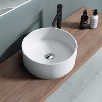 Aufsatzwaschbecken rund Colossum804 ø 40 cm Mineralguss Waschbecken in Weiß matt ohne Armaturloch - matt Weiß - Doporro von DOPORRO