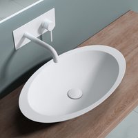 doporro BTH: 59x35x11cm Design Aufsatzwaschbecken Colossum802 in Weiß matt aus Gussmarmor Handwaschbecken von DOPORRO