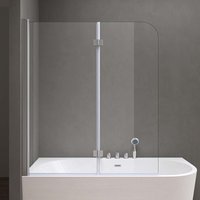 120x140 cm Design-Duschwand für Badewanne Badewannenaufsatz Duschabtrennung 6mm ESG-Sicherheitsglas inkl. NANO-Beschichtung Badewannenfaltwand von DOPORRO