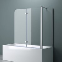 75x120x140cm Design-Duschwand für Badewanne Badewannenaufsatz Duschabtrennung 6mm ESG-Sicherheitsglas inkl. NANO-Beschichtung Badewannenfaltwand von DOPORRO