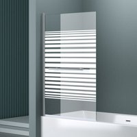 90x140 cm Design-Duschwand für Badewanne Badewannenaufsatz Duschabtrennung 6mm ESG-Sicherheitsglas teilsatiniert inkl. NANO-Beschichtung von DOPORRO