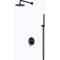 Design Unterputz-Duschsystem Duschset schwarz matt Regen-Duschkopf rund mit wassersparender Kopfbrause und Duscharmatur - schwarz matt - Doporro von DOPORRO