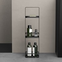 doporro Duschablage ohne Bohren, 3 Ebenen Badregal Stehend, Duschregal Schmales aus Metall, Modernes Design für Badezimmer und Toilette, Schwarz von DOPORRO