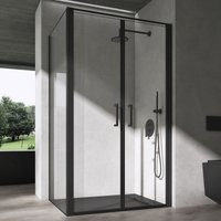 Duschkabine Duschabtrennung 80x100x195cm Eckdusche schwarz ESG-Sicherheitsglas Klarglas inkl. beidseitiger Easy-Clean-Beschichtung Ravenna66 von DOPORRO