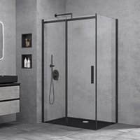 doporro Duschkabine Schiebetür 90x100x195cm schwarz Eck-Duschkabine Duschabtrennung inkl flacher Duschtasse in Schwarz ESG-Sicherheitsglas Klarglas doporro Duschkabine Schiebetür 90x100x195cm schwarz Eck-Duschkabine Duschabtrennung inkl flacher Duschtasse in Schwarz ESG-Sicherheitsglas Klarglas von DOPORRO