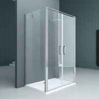 Duschkabine U-Form Ravenna66UK 90x90x90cm Duschabtrennung zwei Drehtüren ESG-Sicherheitsglas Klarglas - Klarglas - Doporro von DOPORRO