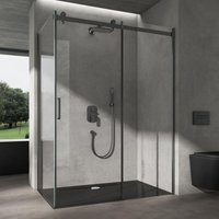 doporro Duschkabine mit Schiebetür Eckdusche 100x140x195cm Duschabtrennung Schwarz 8mm ESG-Sicherheitsglas Klarglas mit schwarzer Duschtasse doporro Duschkabine mit Schiebetür Eckdusche 100x140x195cm Duschabtrennung Schwarz 8mm ESG-Sicherheitsglas Klarglas mit schwarzer Duschtasse von DOPORRO