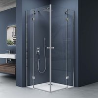 doporro Eck-Duschkabine Eckdusche Rav01K 90x90x190cm Glasdusche ESG-Sicherheitsglas Klarglas inkl. Easy-Clean-Beschichtung und DIN-Anschlüssen von DOPORRO