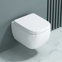 Edle Design Toilette Aachen101 mit Silent Close Sitz Wand-WC Hänge-WC - Weiß | Modell A101 - Doporro von DOPORRO