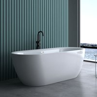 Freistehende Design-Badewanne Vicenza507 180x65x60cm mit Ablaufgarnitur und Überlauf aus Acryl in Weiß und DIN-Anschlüssen - Weiß - Doporro von DOPORRO