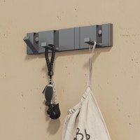 doporro Garderobenhaken Wand Moderne，Wandgarderoben aus Aluminium Garderobenleiste klappbar kleiderhaken mit 4 Beweglichen Haken，wandhaken Grau von DOPORRO