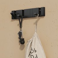 doporro Garderobenhaken Wand Moderne，Wandgarderoben aus Aluminium Garderobenleiste klappbar kleiderhaken mit 4 Beweglichen Haken，wandhaken Schwarz von DOPORRO