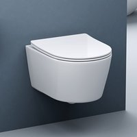 Doporro - Hänge-WC Weiß Wand-WC Toilette mit Soft-Close Spülrandloses aus Keramik Hänge-Toilette Aachen306 Doporro - Hänge-WC Weiß Wand-WC Toilette mit Soft-Close Spülrandloses aus Keramik Hänge-Toilette Aachen306 von DOPORRO