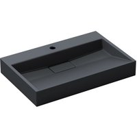 Gussmarmor Waschbecken 80x46x11cm Hängewaschbecken Col19 Aufsatzwaschbecken Anthrazit matt mit Nano-Beschichtung inkl. Ablaufgarnitur - matt von DOPORRO