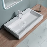 Doporro - bth 76,5x42x10 cm Design Waschbecken Colossum06 aus Gussmarmor Waschtisch Waschplatz Aufsatzwaschbecken - weiß von DOPORRO