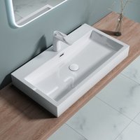 Bth 76,5x42x10 cm Design Waschbecken Colossum06 aus Gussmarmor Waschtisch Waschplatz Aufsatzwaschbecken - weiß von DOPORRO