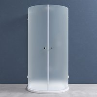 Halbkreisdusche Duschkabine Rav03S 90x90x190cm Glasdusche inkl. 4cm flacher Duschtasse in Weiß und Ablaufgarnitur ESG-Sicherheitsglas satiniert inkl. von DOPORRO