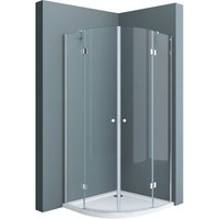 Viertelkreisdusche Duschkabine Ravenna02K 90x90x190cm Duschabtrennung inkl. flache-Duschwanne ESG-Sicherheitsglas Klarglas Easy-Clean-Beschichtung von DOPORRO