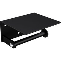 doporro WC-Papierhalter Schwarz matt aus Edelstahl Papierrollenhalter mit Ablage Wandmontage von SOGOOD