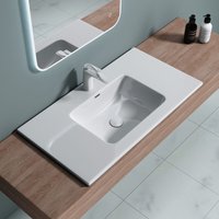 90x48x12 cm Design Einbauwaschbecken Col02 aus Gussmarmor Waschbecken Waschtisch Handwaschbecken - weiß - Doporro von DOPORRO
