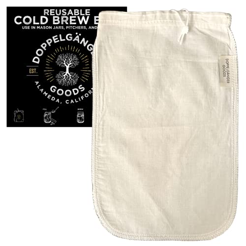 Kaltgebrühte Kaffeemaschine Cold Brew Coffee Bag (1 Tasche, Mittel 20cm x 30cm)- Wiederverwendbare Kaffeefilter Cold Brew Maker für Krüge, Einmachgläser von DOPPELGANGER GOODS