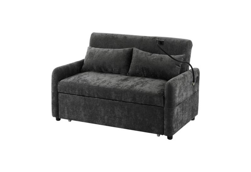 DOPWii 2-Sitzer Doppel-Klappschlafsofa,Multifunktionssofa mit Schlaffunktion, Verstellbare Rückenlehne,Handyhalter,USB-Ladeanschluss von DOPWii