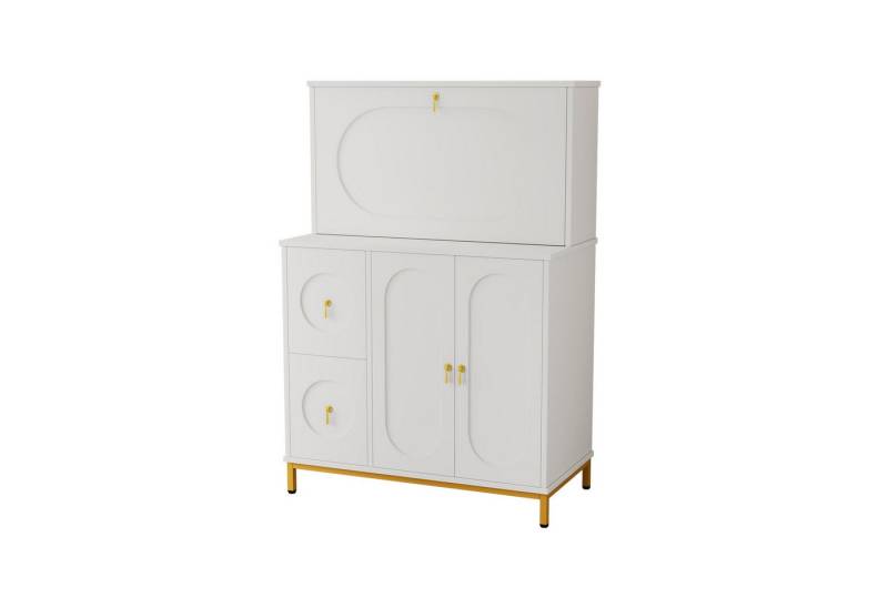 DOPWii Aktenregal 150×100×51 cm Anrichte,Sekretär,Schreibtisch, Arbeitstisch,Sideboard, Computertisch,Weiß,Beistellschrank,Schreibtischschrank von DOPWii