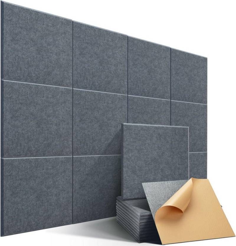 DOPWii Akustikplatte 12 Stück Akustikplatten Selbstklebend, Hohe Dichte Wandpaneel, 30*30cm, Akustikplatte 12 Stück Akustikplatten Selbstklebend, 30*30cm von DOPWii