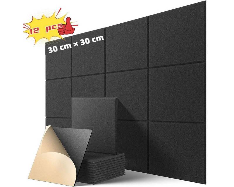 DOPWii Akustikplatte 12 Stück Akustikplatten Selbstklebend,Schalldichte Wandpaneel, 30*30cm, Akustikschaumstoff,Akustik Absorber Akustikpanel Schallschutzplatten von DOPWii
