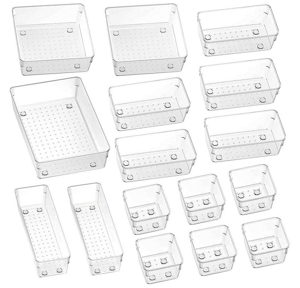 DOPWii Aufbewahrungsbox 16 Stück Organizer Schublade Set,Acryl Ordnungssystem (16 St), stapelbar von DOPWii