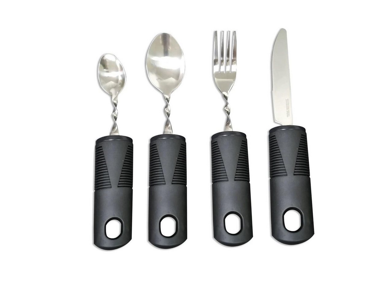 DOPWii Besteck-Set 4 teiliges Parkinson Besteck mit dickem Griff,Schwarz, 1 Personen, Biegbar Hilfsmittel Besteck für Senioren,Arthritis Patienten DOPWii Besteck-Set 4 teiliges Parkinson Besteck mit dickem Griff,Schwarz, 1 Personen, Biegbar Hilfsmittel Besteck für Senioren,Arthritis Patienten von DOPWii