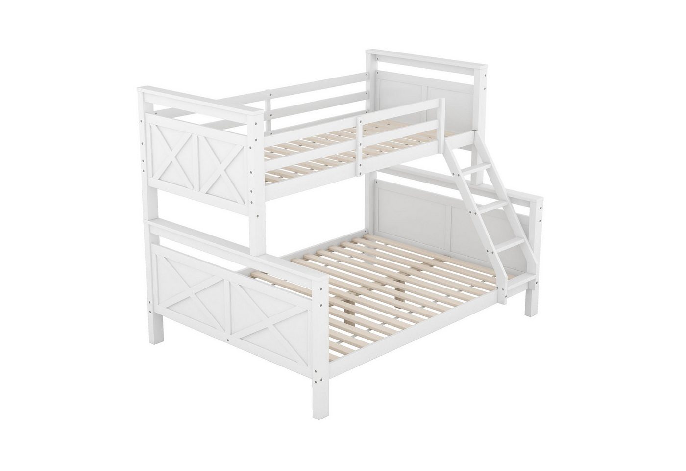 DOPWii Bett Etagenbett mit Leiter und Sicherheitsgeländer,Holzbett, 90(140)x200cm, umbaubar in 2 getrennte Betten, grau/weiss, Etagenbett, Jugendbett von DOPWii