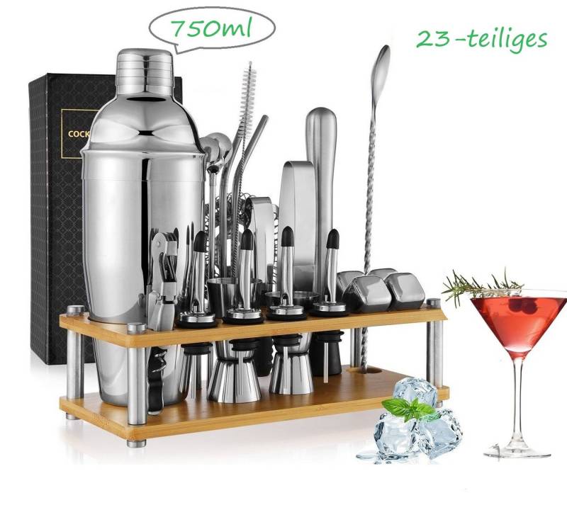 DOPWii Cocktail Shaker 750ML 23 Teiliges Edelstahl Barkeeper Kit, Lebensmittelechtes Material von DOPWii