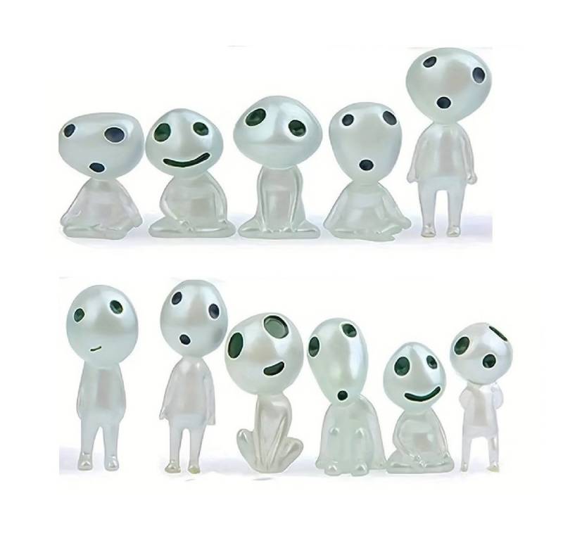 DOPWii Comicfigur 10 Stück Prinzessin Mononoke Figur Waldgeister,Baumgeister Anime Deko (10 St), Ornamente, Minipuppe, Kleine Elfe,Leuchtend,mit Leuchteffekt von DOPWii
