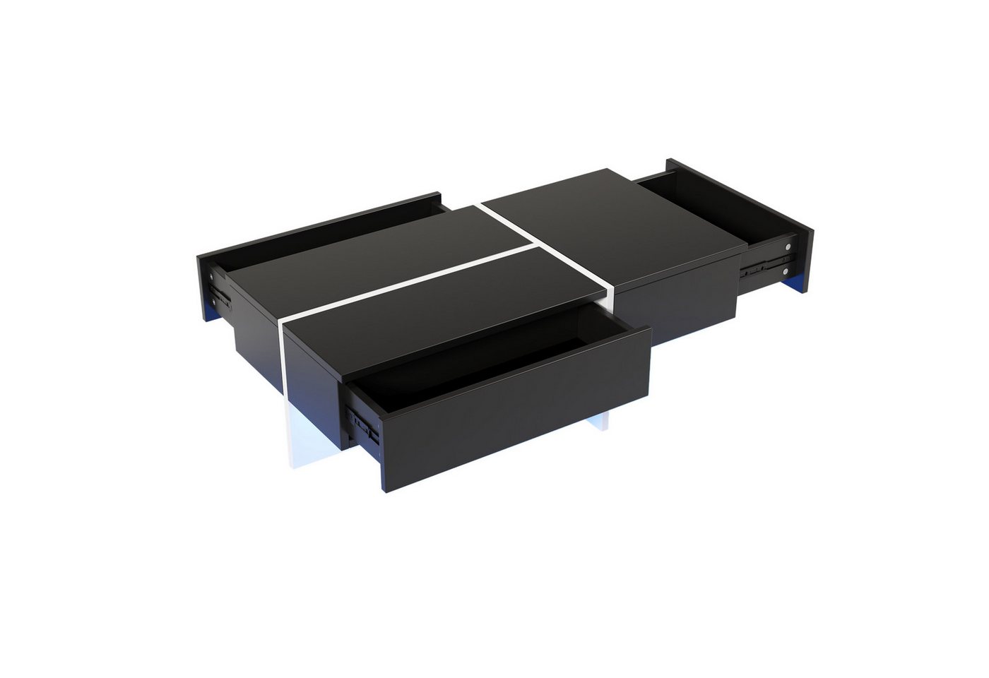 DOPWii Couchtisch Hochglänzender Couchtisch,100*50*34,5cm,Wohnzimmermöbel, mit App-gesteuertem LED-Beleuchtungssystem von DOPWii
