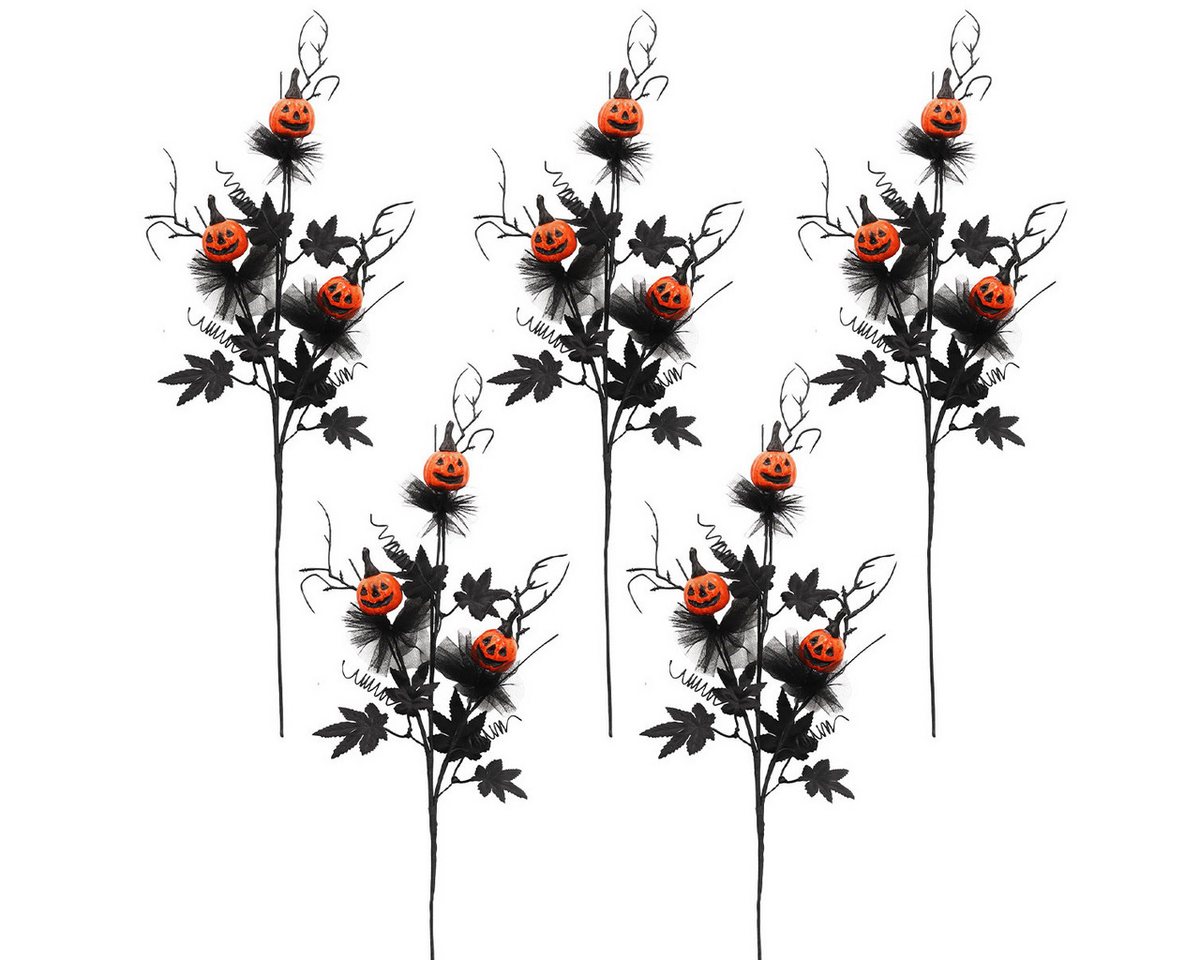 DOPWii Dekoobjekt 5er Set Halloween Deko Kürbis Blumenstrauß 47 cm für Zuhause & Freunde (5 St), Künstliche Kürbis-Ahornblätter & Zweige,Büro, Party & Herbstdekoration von DOPWii