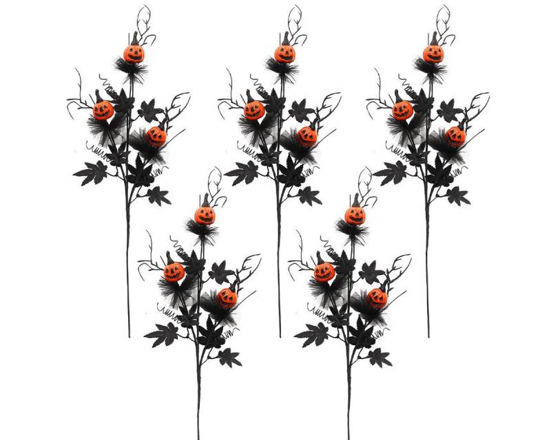 DOPWii Dekoobjekt 5er Set Halloween Deko Kürbis Blumenstrauß 47 cm für Zuhause & Freunde (5 St), Künstliche Kürbis-Ahornblätter & Zweige,Büro, Party & Herbstdekoration von DOPWii